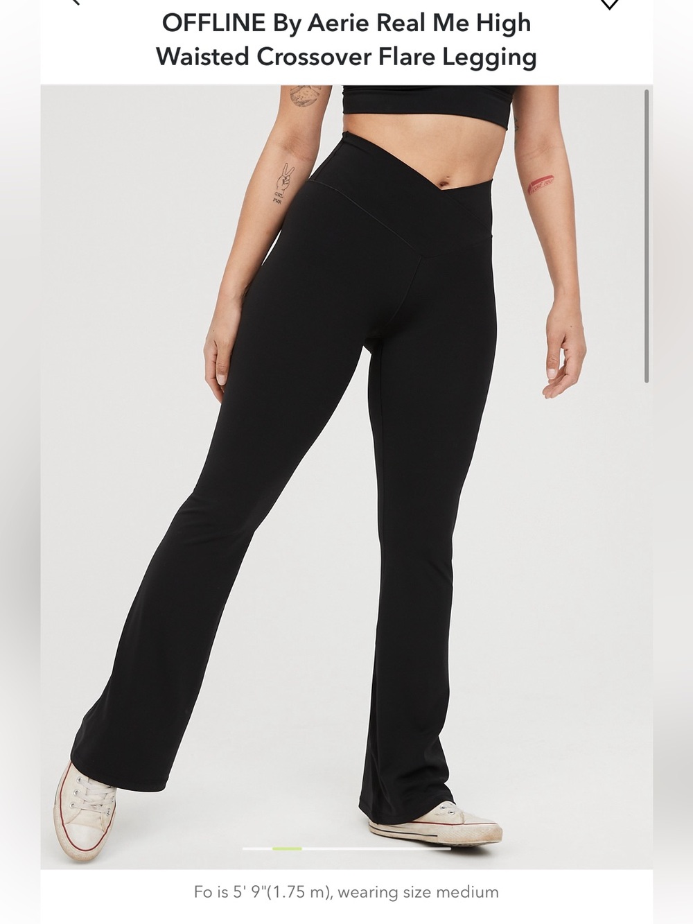 aerie Black High-Rise Crossover Flare Leggings